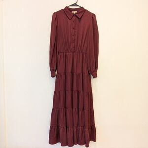 Chic Long Sleeve Burgundy Dress